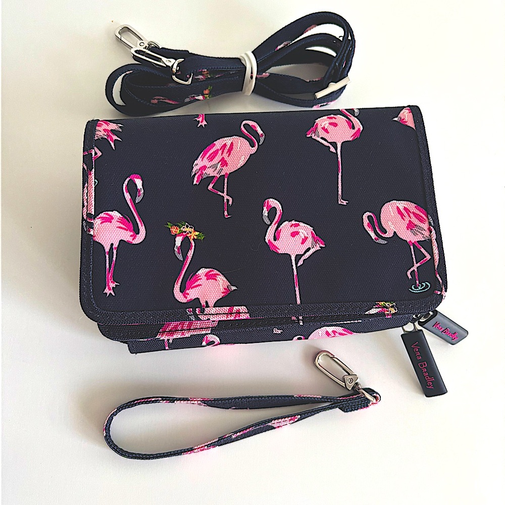 NWOT Vera Bradley RFID 3-in-1 Crossbody Flamingo Fiesta Hot Pink